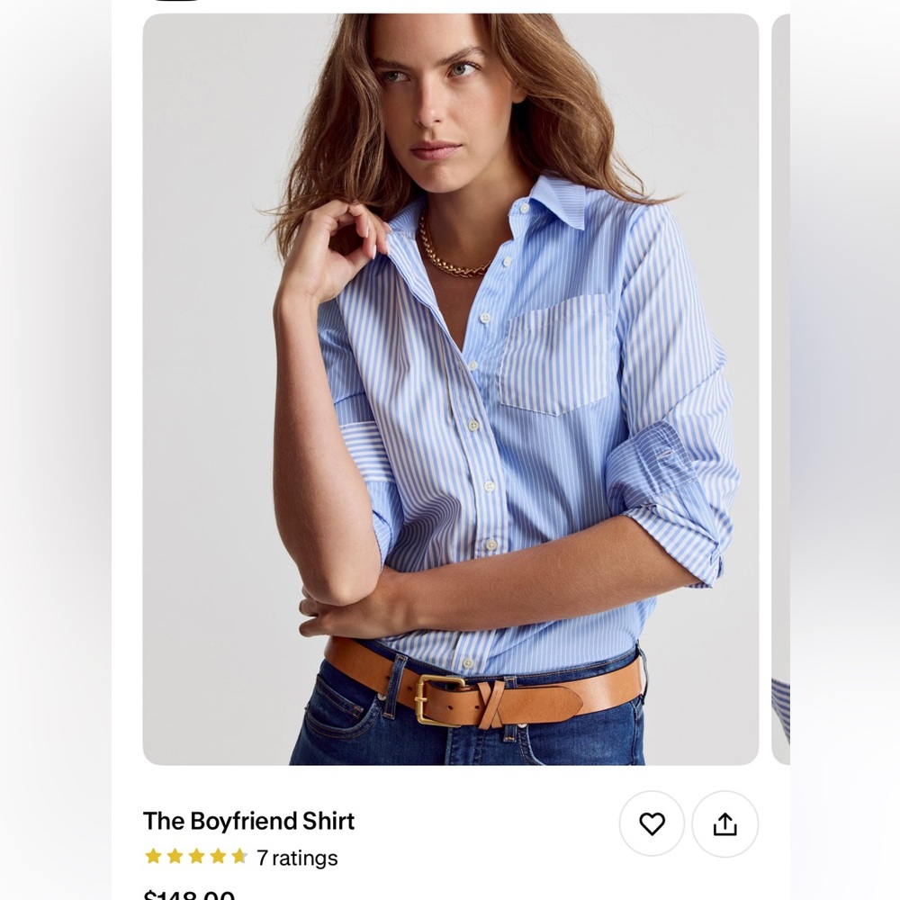NWOT The Shirt by Rochelle Behrens Light Blue Striped Button Down